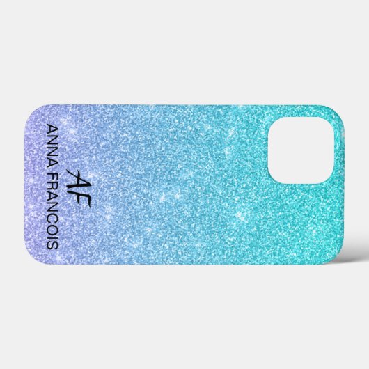 Blau und Violet Ombre Glitter texturiert Case-Mate iPhone Hülle (Rückseite (Horizontal))