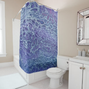 Blau und Violett Akryllische Abstrakte Fluid Art Duschvorhang