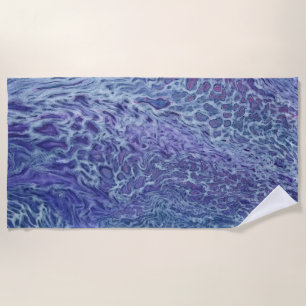 Blau und Violett Akryllische Abstrakte Fluid Art Strandtuch