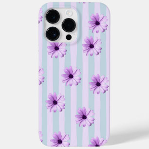 blau und violett gestreiftes Gänseblumenmuster Case-Mate iPhone 14 Pro Max Hülle