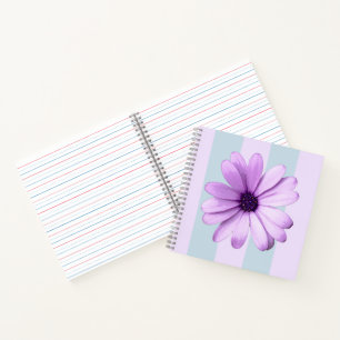 blau und violett gestreiftes Gänseblumenmuster Notizblock