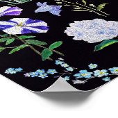 blau und violett, schwarzer Hintergrund Poster (Ecke)