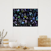 blau und violett, schwarzer Hintergrund Poster (Küche)