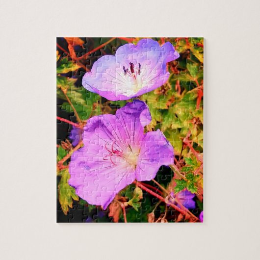 Blau- und violette Blumen Puzzle (Vertikal)