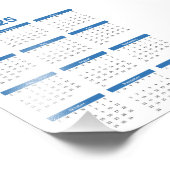 Blau und Weiß 2025 Jahr auf einen Blick Fotodruck (Ecke)