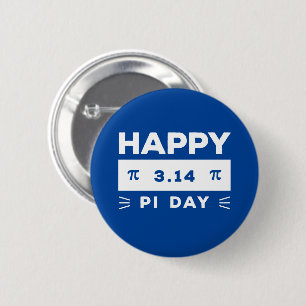 Blau und Weiß 3,14 Frohen Pi-Tag Button