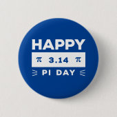 Blau und weiß 3.14 Happy Pi Day Button (Vorderseite)