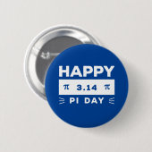 Blau und weiß 3.14 Happy Pi Day Button (Vorne & Hinten)