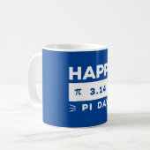 Blau und weiß 3.14 Happy Pi Day Kaffeetasse (Vorderseite Links)