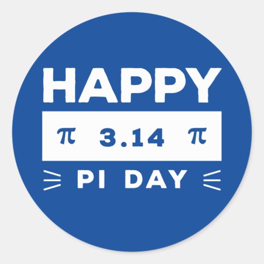 Blau und weiß 3.14 Happy Pi Day Runder Aufkleber (Vorderseite)