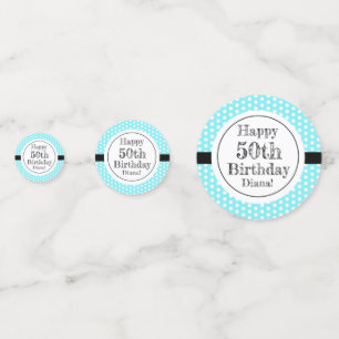 Blau und weiß 50. Geburtstag Polka Dots Konfetti