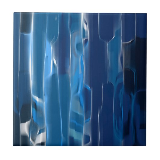 Blau und Weiß abstrakt Fliese (Vorderseite)