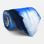 Blau und Weiß Abstrakt Krawatte (Gerollt)