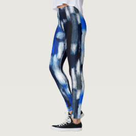 Blau und Weiß Abstrakt Leggings