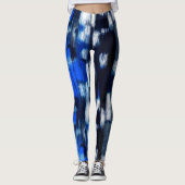 Blau und Weiß Abstrakt Leggings (Vorderseite)