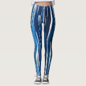 Blau und Weiß Abstrakt Leggings (Vorderseite)