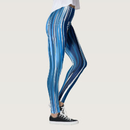 Blau und Weiß Abstrakt Leggings