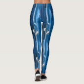 Blau und Weiß Abstrakt Leggings (Rückseite)