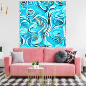 Blau und Weiß Abstrakt Leinwanddruck (Insitu (Wohnzimmer))