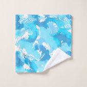 Blau und Weiß Abstrakt mit Namen Badhandtuch Set (Waschlappen)