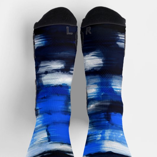 Blau und Weiß abstrakt Socken (Oben)