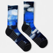 Blau und Weiß abstrakt Socken (Rechts)