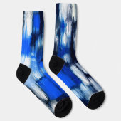 Blau und Weiß abstrakt Socken (Rechts)