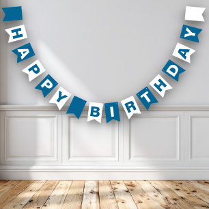 Blau und Weiß Alles Gute zum Geburtstag Wimpelkette
