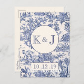 Blau und Weiß Ankündigungspostkarte (Vorne/Hinten)