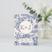 Blau und Weiß Ankündigungspostkarte (Stehend Vorderseite)