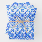 Blau und Weiß Azulejo Spanisch Azul Muster Wrappi Geschenkpapier Set (Beispiel)