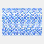 Blau und Weiß Azulejo Spanisch Azul Muster Wrappi Geschenkpapier Set (Vorderseite)