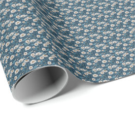 Blau und Weiß bemalte Blumengestaltung Geschenkpapier