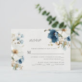 Blau und Weiß bläserfarben RSVP Karte (Stehend Vorderseite)