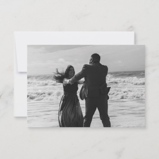 Blau und Weiß bläserfarben RSVP Karte (Rückseite)