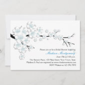 Blau und Weiß blüht Brautparty Einladung (Vorderseite)