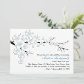 Blau und Weiß blüht Brautparty Einladung (Stehend Vorderseite)