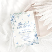 Blau und Weiß Blumen Elegantes Brautparty Einladung
