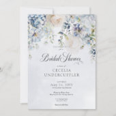 Blau und Weiß Blumen Modernes Brautparty Einladung (Vorderseite)
