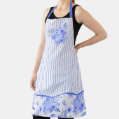 Blau und Weiß Blumen und Streifen Schürze (InSitu)