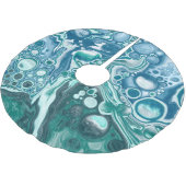 Blau und Weiß Bubbles Fluid Art Polyester Weihnachtsbaumdecke (Schrägansicht)