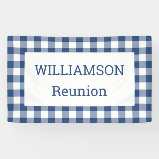 Blau und Weiß Buffalo Karo Wiedersehen Party Banner (Horizontal)