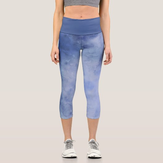Blau und Weiß Capri Leggings (Vorderseite)