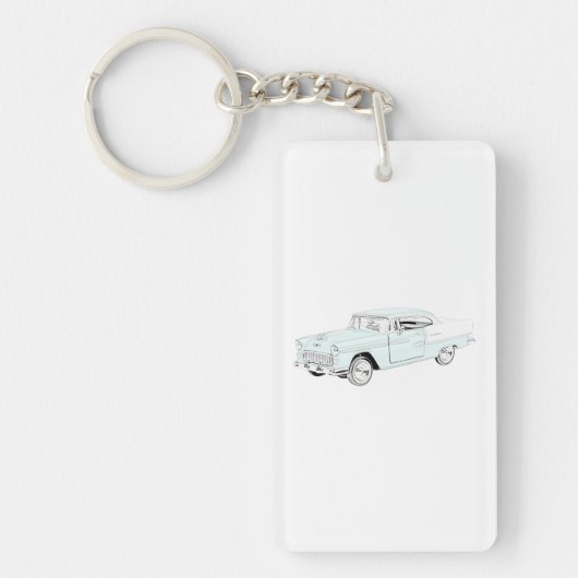 Blau und Weiß Chevy 1955 Bel Air, das Acryl Schlüsselanhänger (Vorderseite)