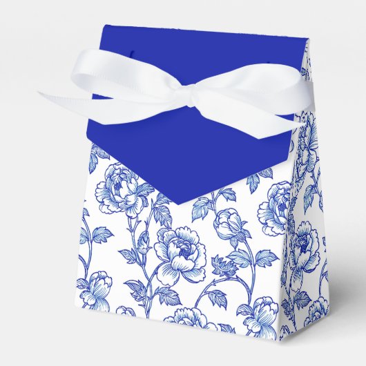 Blau und Weiß Chinoiserie Blume Geschenkschachtel (Vorderseite)