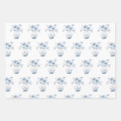 Blau und Weiß Chinoiserie Blumen Geschenkpapier Set (Vorderseite 2)