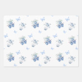 Blau und Weiß Chinoiserie Blumen Geschenkpapier Set (Vorderseite)