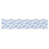 Blau und Weiß Chinoiserie Blumen Kurzer Tischläufer (Horizontal)