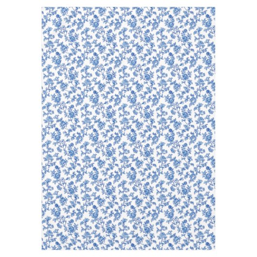 Blau und Weiß Chinoiserie Blumen Tischdecke (Vorderseite)