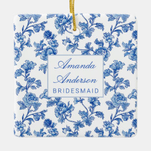 Blau und Weiß Chinoiserie Bridesmaid Geschenk Keramikornament